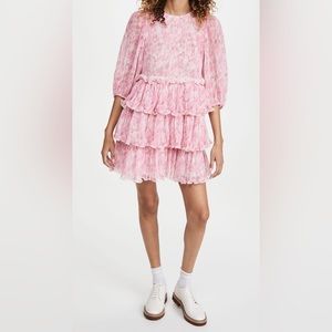 Ganni Georgette Pleated Mini Dress